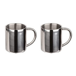 BigDean 2er Set Edelstahl-Thermobecher - 200ml je Campingbecher - Kaffeetasse aus hochwertigem Edelstahl - Kaffeebecher bruch