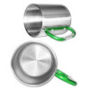 Outdoor Saxx® - Robuste Camping-Tasse mit Karabiner-Griff, Edelstahl, 250 ml  silber/grün 