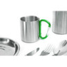 Outdoor Saxx® - Robuste Camping-Tasse mit Karabiner-Griff, Edelstahl, 250 ml  silber/grün 