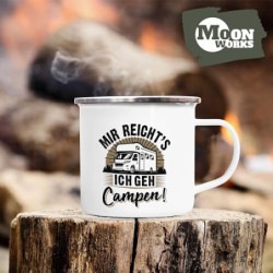 MoonWorks® Emaille-Tasse Camping Mir reichts ich geh campen Spruch lustig Geschenk für Wohnmobilfahrer emaille-weiss-silber s