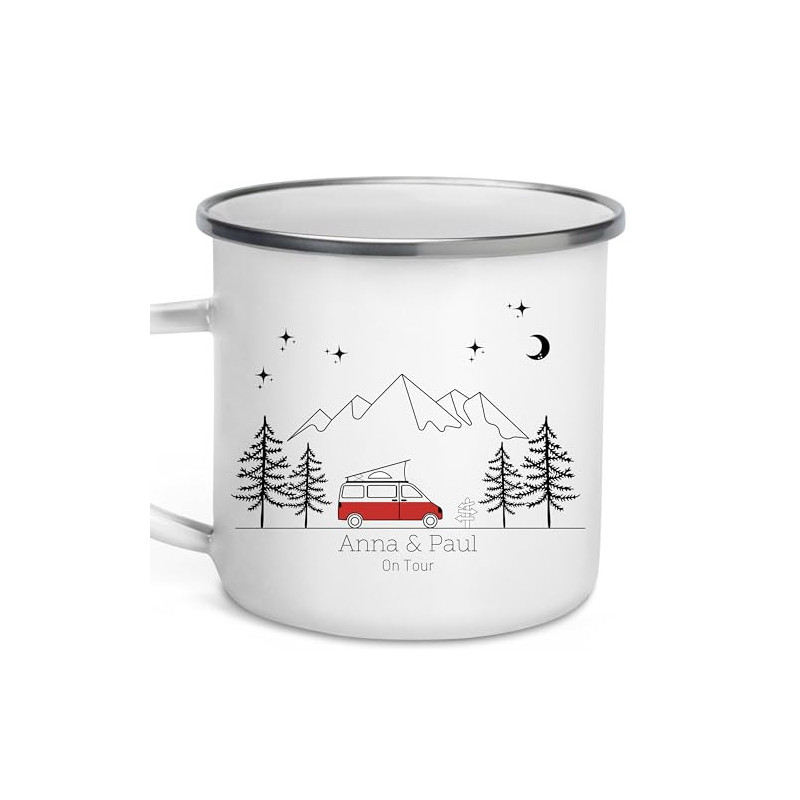 Little Mathilda Emaille Tasse Camping personalisierte Campingtasse mit Namen Kaffeetasse Zubehör Wohnmobil Wohnwagen Van Gesc