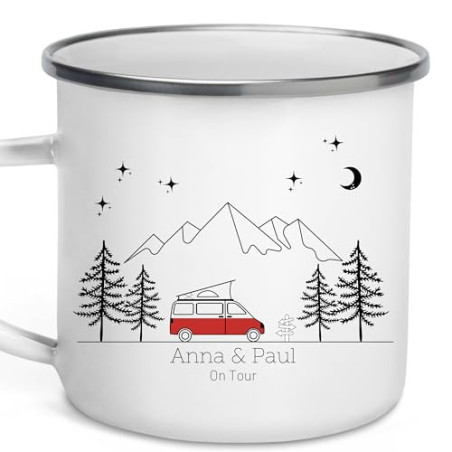 Little Mathilda Emaille Tasse Camping personalisierte Campingtasse mit Namen Kaffeetasse Zubehör Wohnmobil Wohnwagen Van Gesc
