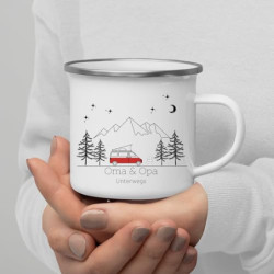 Little Mathilda Emaille Tasse Camping personalisierte Campingtasse mit Namen Kaffeetasse Zubehör Wohnmobil Wohnwagen Van Gesc