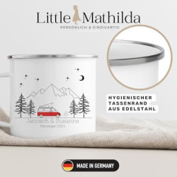 Little Mathilda Emaille Tasse Camping personalisierte Campingtasse mit Namen Kaffeetasse Zubehör Wohnmobil Wohnwagen Van Gesc