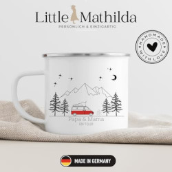 Little Mathilda Emaille Tasse Camping personalisierte Campingtasse mit Namen Kaffeetasse Zubehör Wohnmobil Wohnwagen Van Gesc