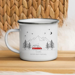 Little Mathilda Emaille Tasse Camping personalisierte Campingtasse mit Namen Kaffeetasse Zubehör Wohnmobil Wohnwagen Van Gesc