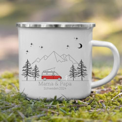 Little Mathilda Emaille Tasse Camping personalisierte Campingtasse mit Namen Kaffeetasse Zubehör Wohnmobil Wohnwagen Van Gesc