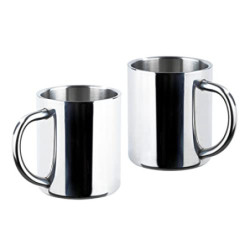Edelstahl Thermobecher doppelwandig - 2er Set - Isolierbecher mit ca. 200 ml Fassungsvermögen - Campingtasse Kaffetasse Trink