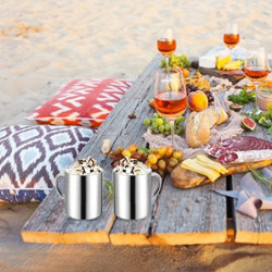 Tebery 4 Stück 300ml Edelstahl Kaffeebecher, Kaffeetasse, Doppelwandige Isolierbecher, Thermobecher Set, Silberfarben