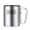 HEECN® Karabiner Tasse mit Deckel - Camping Becher - Edelstahl Tasse - Thermo - Doppelwandige Isolierbecher - Rucksacktourism
