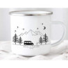Little Mathilda Emaille Tasse bunter Camper Van Camping personalisierte Campingtasse mit Namen Kaffeetasse Zubehör Wohnwagen 