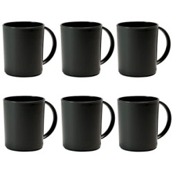 Hausfelder Kaffeebecher Kunststoff 6er Set, Camping Kaffeebecher 6 x 360 ml, Camping Tassen Set 6er  SpaceBlack 