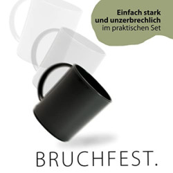 Hausfelder Kaffeebecher Kunststoff 6er Set, Camping Kaffeebecher 6 x 360 ml, Camping Tassen Set 6er  SpaceBlack 
