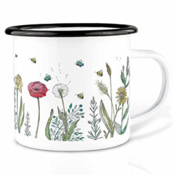 Ligarti Emaille Tasse  leicht & robust  | Camping Becher handveredelt in Deutschland | Trinkbecher für Kinder, Kaffeetasse, E