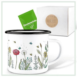 Ligarti Emaille Tasse  leicht & robust  | Camping Becher handveredelt in Deutschland | Trinkbecher für Kinder, Kaffeetasse, E