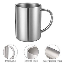 Doppelwandige Edelstahl-Tasse,Edelstahl Camping Tasse,Edelstahl Camping Becher, Metall-Becher,13.5oz / 400ml