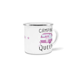 Tassendruck Emaille Tasse Camping lustig - Geschenk zum Camping/Tasse für coole Camper/Geschenk-Idee Campingfreunde - Camping