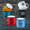 Emaille Tasse 6er-Set, Joyfair 455 ml Bunte Kaffeetassen - Blau/Rot/Grün/Gelb/Schwarz/Weiß, Trinkbecher Teetasse für Camping,