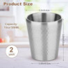Hejo 2 Stück Edelstahlbecher, 300ml Metallbecher Ohne Henkel, Stapelbar Doppelwandig Isoliert Hammermuster Camping Tassen, Br