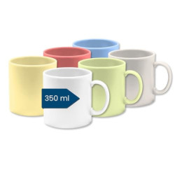 Kaffeebecher Kunststoff  6er Tassen Set, Groß, Bunt, 350ml  - Becher aus Plastik mit Henkel für Camping - Trinkbecher Kinder 