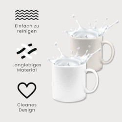 Kaffeebecher Kunststoff  6er Tassen Set, Groß, Bunt, 350ml  - Becher aus Plastik mit Henkel für Camping - Trinkbecher Kinder 