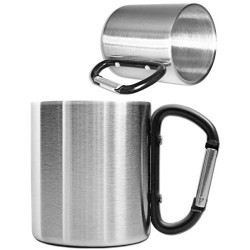 Outdoor Saxx® - Robuste Camping-Tasse mit Karabiner-Griff, Edelstahl, 250 ml  silber/schwarz 