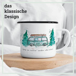 Ligarti Emaille Tasse  leicht & robust  | Camping Becher handveredelt in Deutschland | Blechtasse, Vanlife Zubehör, Camping B