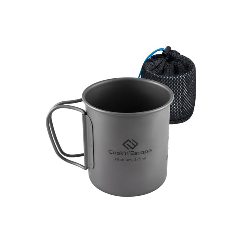COOKNESCAPE Titan 375ml Camping Becher Open Fire Pot mit faltbaren Griffen für Rucksacktouren im Freien… COOKNESCAPE Titan 375ml Camping Becher Open Fire Pot mit faltbaren Griffen für Rucksacktouren im Freien…
