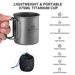 COOKNESCAPE Titan 375ml Camping Becher Open Fire Pot mit faltbaren Griffen für Rucksacktouren im Freien…