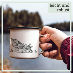 Ligarti Emaille Tasse  leicht & robust  | Camping Becher handveredelt in Deutschland | Trinkbecher für Kinder, Kaffeetasse, E