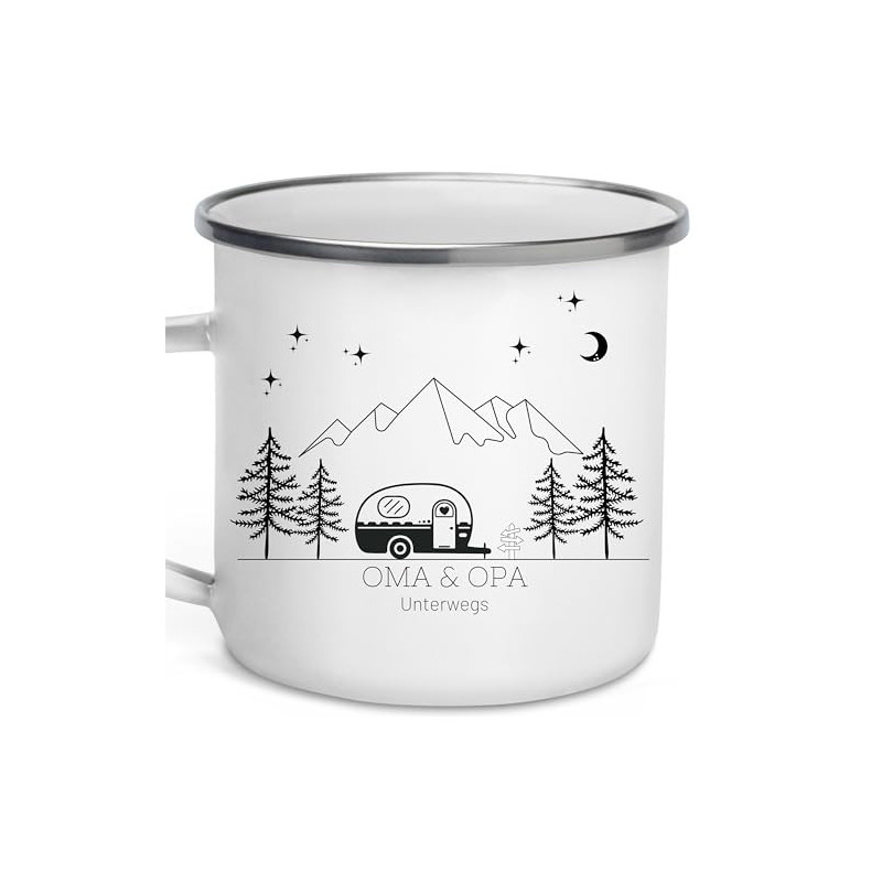 Little Mathilda Emaille Tasse Camping personalisierte Campingtasse mit Namen Kaffeetasse Zubehör Wohnmobil Wohnwagen Van Gesc