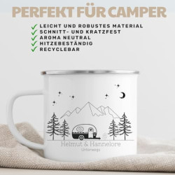 Little Mathilda Emaille Tasse Camping personalisierte Campingtasse mit Namen Kaffeetasse Zubehör Wohnmobil Wohnwagen Van Gesc