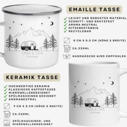 Little Mathilda Emaille Tasse Camping personalisierte Campingtasse mit Namen Kaffeetasse Zubehör Wohnmobil Wohnwagen Van Gesc