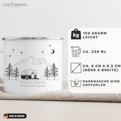 Little Mathilda Emaille Tasse Camping personalisierte Campingtasse mit Namen Kaffeetasse Zubehör Wohnmobil Wohnwagen Van Gesc