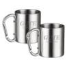 Gute Camping Becher,2 Stück Edelstahl Camping Cup Outdoor Becher mit Karabinerhaken, Bruchsicherer Campingbecher for die Reis