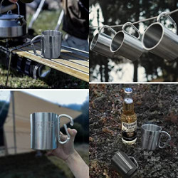 Gute Camping Becher,2 Stück Edelstahl Camping Cup Outdoor Becher mit Karabinerhaken, Bruchsicherer Campingbecher for die Reis