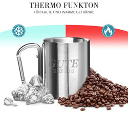 Gute Camping Becher,2 Stück Edelstahl Camping Cup Outdoor Becher mit Karabinerhaken, Bruchsicherer Campingbecher for die Reis