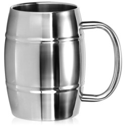 com-four® Edelstahlbecher XL - 400 ml Bierkrug aus Edelstahl 304 - Edelstahltasse - Campingtasse doppelwandig und BPA-frei - 