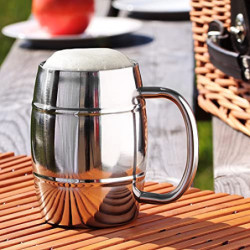 com-four® Edelstahlbecher XL - 400 ml Bierkrug aus Edelstahl 304 - Edelstahltasse - Campingtasse doppelwandig und BPA-frei - 