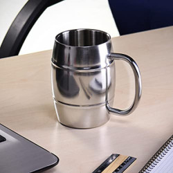 com-four® Edelstahlbecher XL - 400 ml Bierkrug aus Edelstahl 304 - Edelstahltasse - Campingtasse doppelwandig und BPA-frei - 