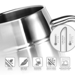 com-four® Edelstahlbecher XL - 400 ml Bierkrug aus Edelstahl 304 - Edelstahltasse - Campingtasse doppelwandig und BPA-frei - 