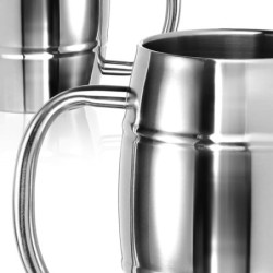 com-four® Edelstahlbecher XL - 400 ml Bierkrug aus Edelstahl 304 - Edelstahltasse - Campingtasse doppelwandig und BPA-frei - 