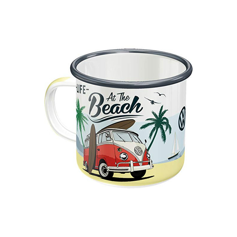 Nostalgic-Art Retro Emaille-Tasse, 360 ml, VW Bulli – Beach – Volkswagen Bus Geschenk-Idee, Camping-Becher, Vintage Design Nostalgic-Art Retro Emaille-Tasse, 360 ml, VW Bulli – Beach – Volkswagen Bus Geschenk-Idee, Camping-Becher, Vintage Design