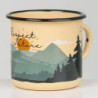 MUGSY Respect Nature | Emaille Tasse beige | im Outdoor Design | Emaille Becher robust und leicht für Camping und Wandern | R