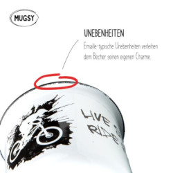 MUGSY Respect Nature | Emaille Tasse beige | im Outdoor Design | Emaille Becher robust und leicht für Camping und Wandern | R