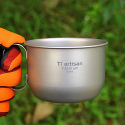 Lixada Kaffeebecher, 500 ml, Titan, Wasserbecher, Kaffeetasse, Outdoor, Camping, Wandern, Rucksackreisen