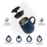 Ideus Kaffeebecher 470 ml  16 oz , doppelwandige vakuumisolierte Kaffee- und Teetasse aus Edelstahl mit rutschfestem Griff un