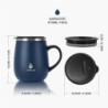 Ideus Kaffeebecher 470 ml  16 oz , doppelwandige vakuumisolierte Kaffee- und Teetasse aus Edelstahl mit rutschfestem Griff un