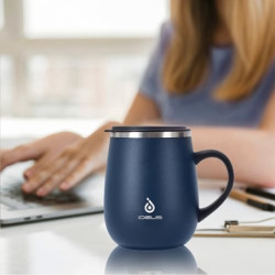Ideus Kaffeebecher 470 ml  16 oz , doppelwandige vakuumisolierte Kaffee- und Teetasse aus Edelstahl mit rutschfestem Griff un