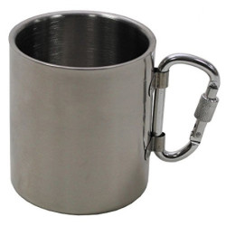 Fox Outdoor Tasse, Edelstahl, Karabiner, doppelwandig, 300 ml, Griff klappbar